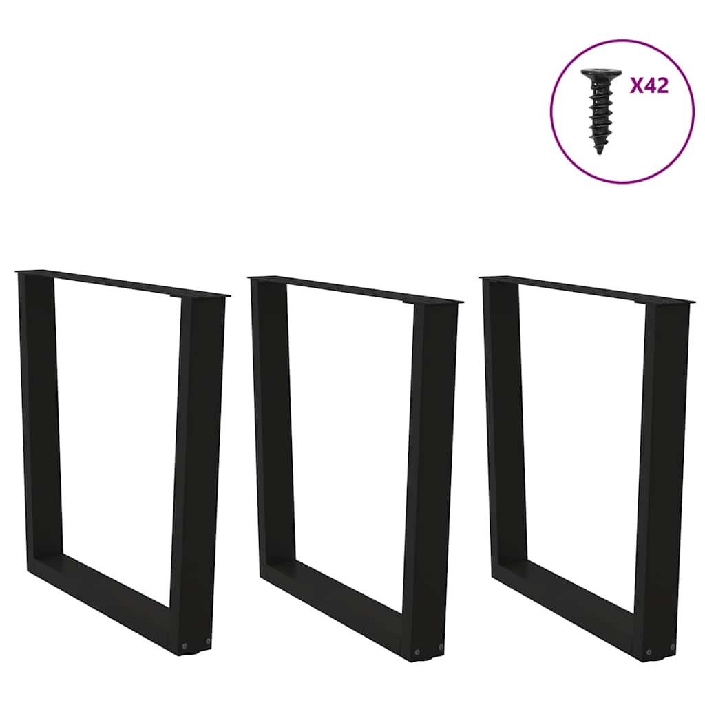 Dining Table Legs V-Shape 3 pcs Black 80x(72-73.3) cm Steel