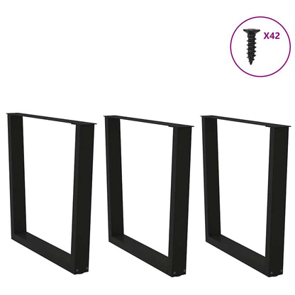 Dining Table Legs V-Shape 3 pcs Black 80x(72-73.3) cm Steel