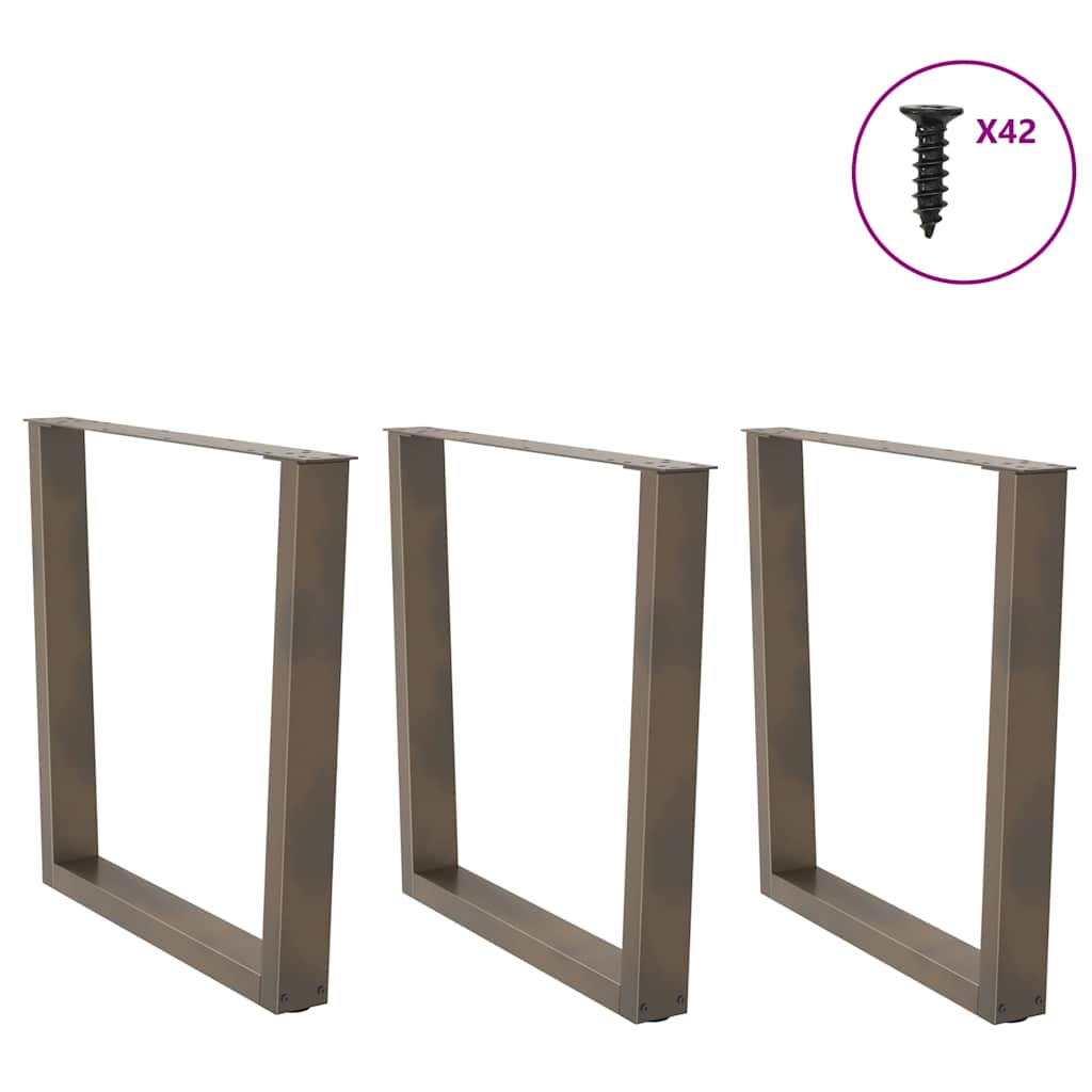 Dining Table Legs V-Shape 3 pcs Natural Steel 90x(72-73.3) cm Steel