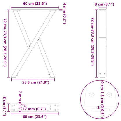 Dining Table Legs 2 pcs Anthracite 60x(72-73.3) cm Steel