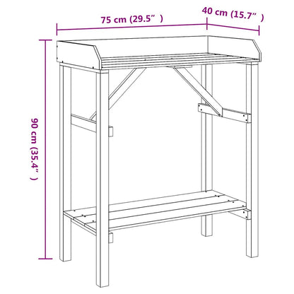 Potting Table with Shelf Brown 75 x 40 x 90 cm Solid Pine Wood