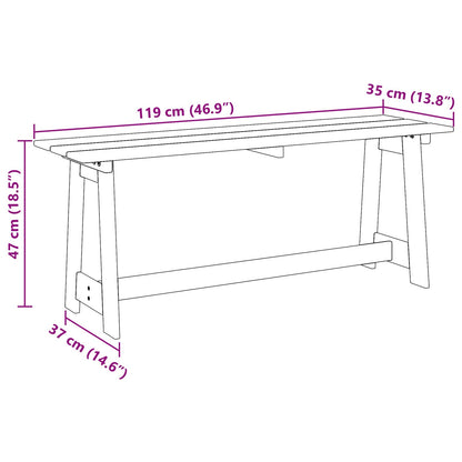 Outdoor Bench Natural 119 x 37 x 47 cm Solid Pine Wood