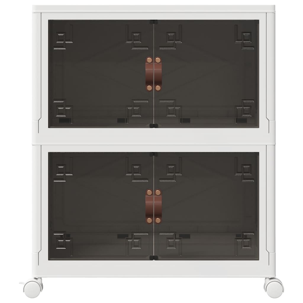 Stackable Storage Box with Wheels 2-Tier 75 L 64x40x76 cm