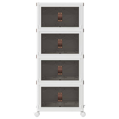 Stackable Storage Box with Wheels 4-Tier 28 L 48x29.5x112.5 cm