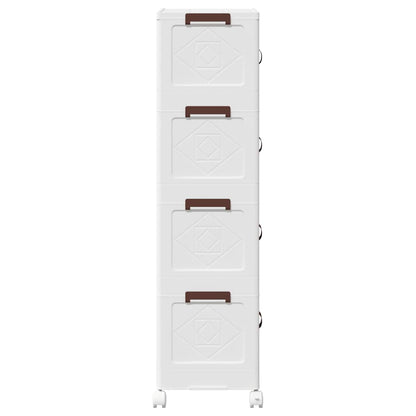 Stackable Storage Box with Wheels 4-Tier 28 L 48x29.5x112.5 cm