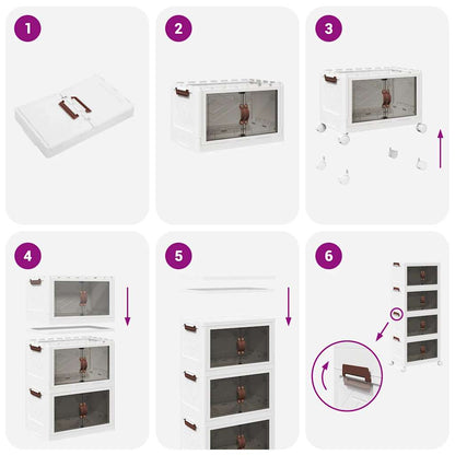 Stackable Storage Box with Wheels 4-Tier 28 L 48x29.5x112.5 cm