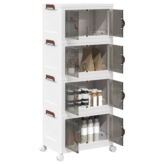 Stackable Storage Box with Wheels 4-Tier 28 L 48x29.5x112.5 cm