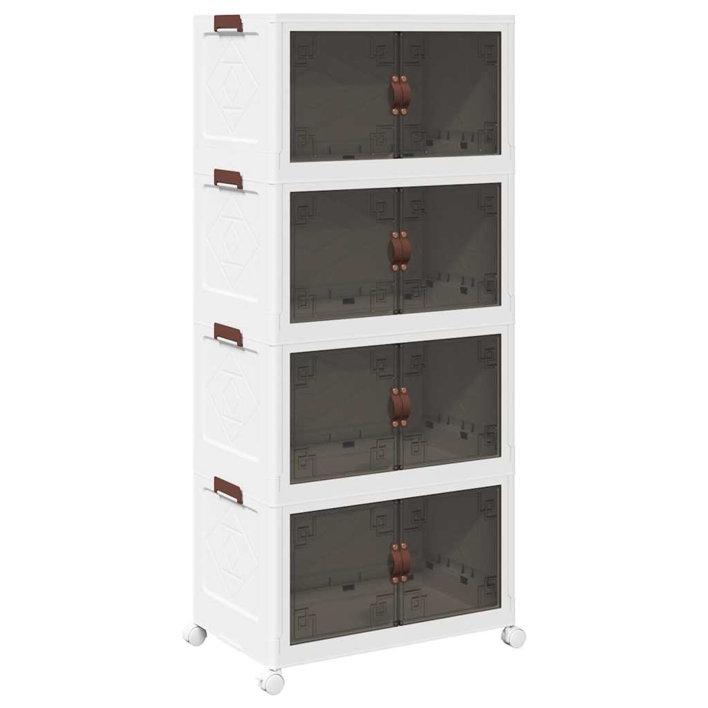Stackable Storage Box with Wheels 4-Tier 75 L 64x40x141,5 cm