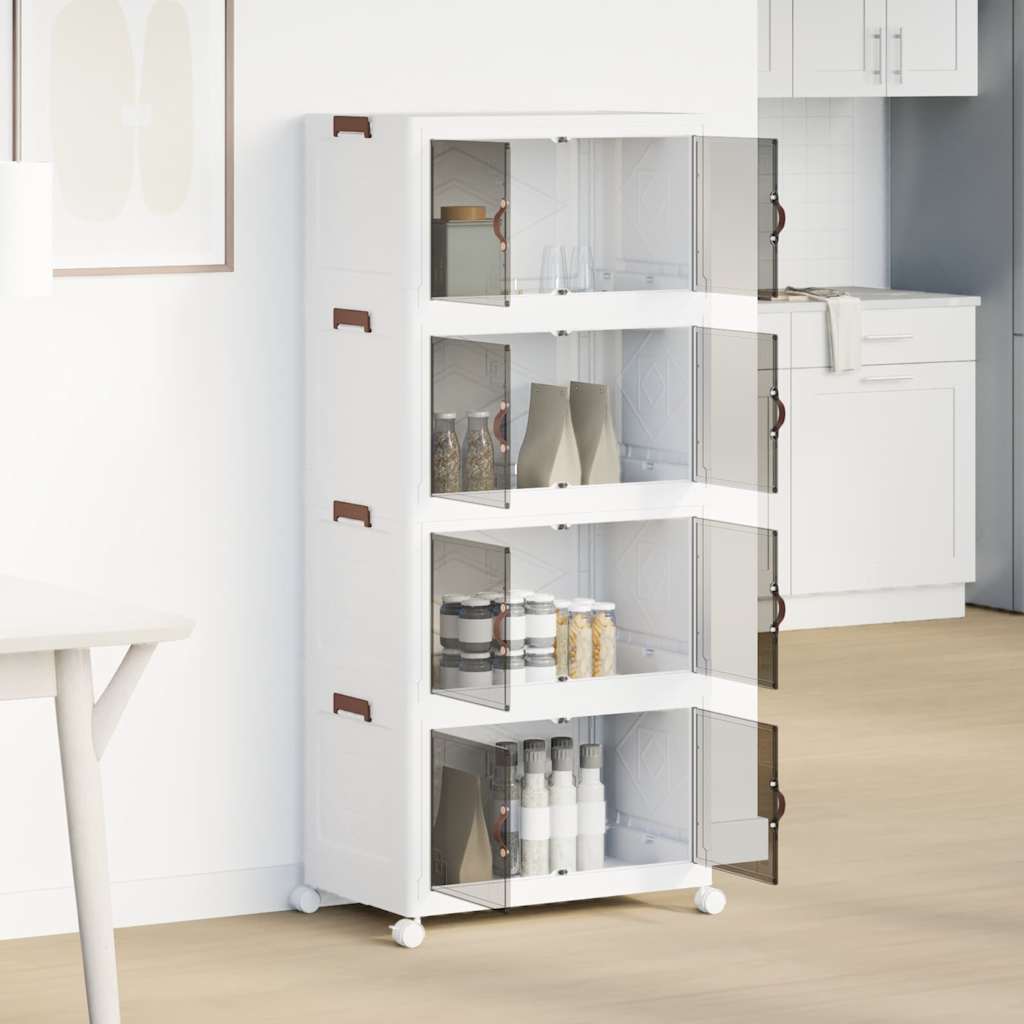 Stackable Storage Box with Wheels 4-Tier 75 L 64x40x141,5 cm