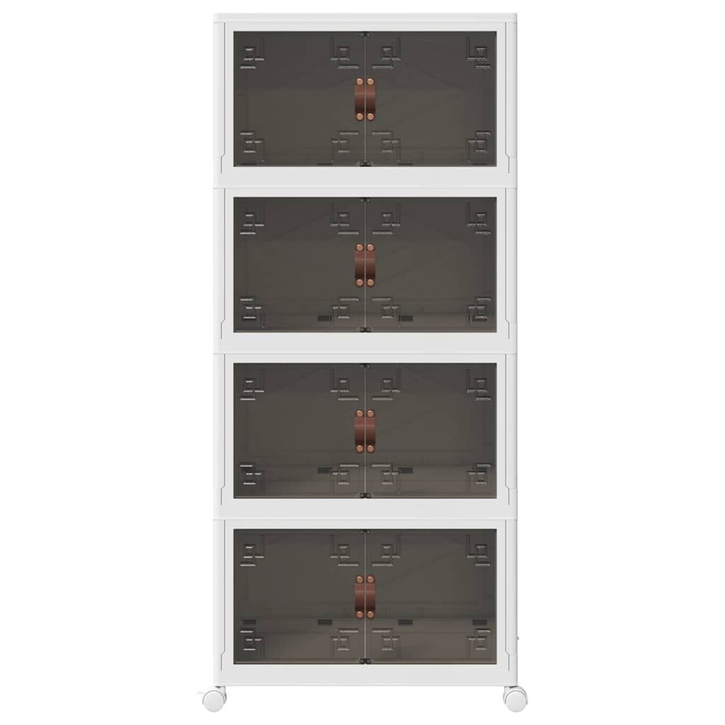 Stackable Storage Box with Wheels 4-Tier 75 L 64x40x141,5 cm