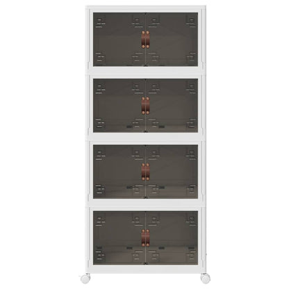 Stackable Storage Box with Wheels 4-Tier 75 L 64x40x141,5 cm
