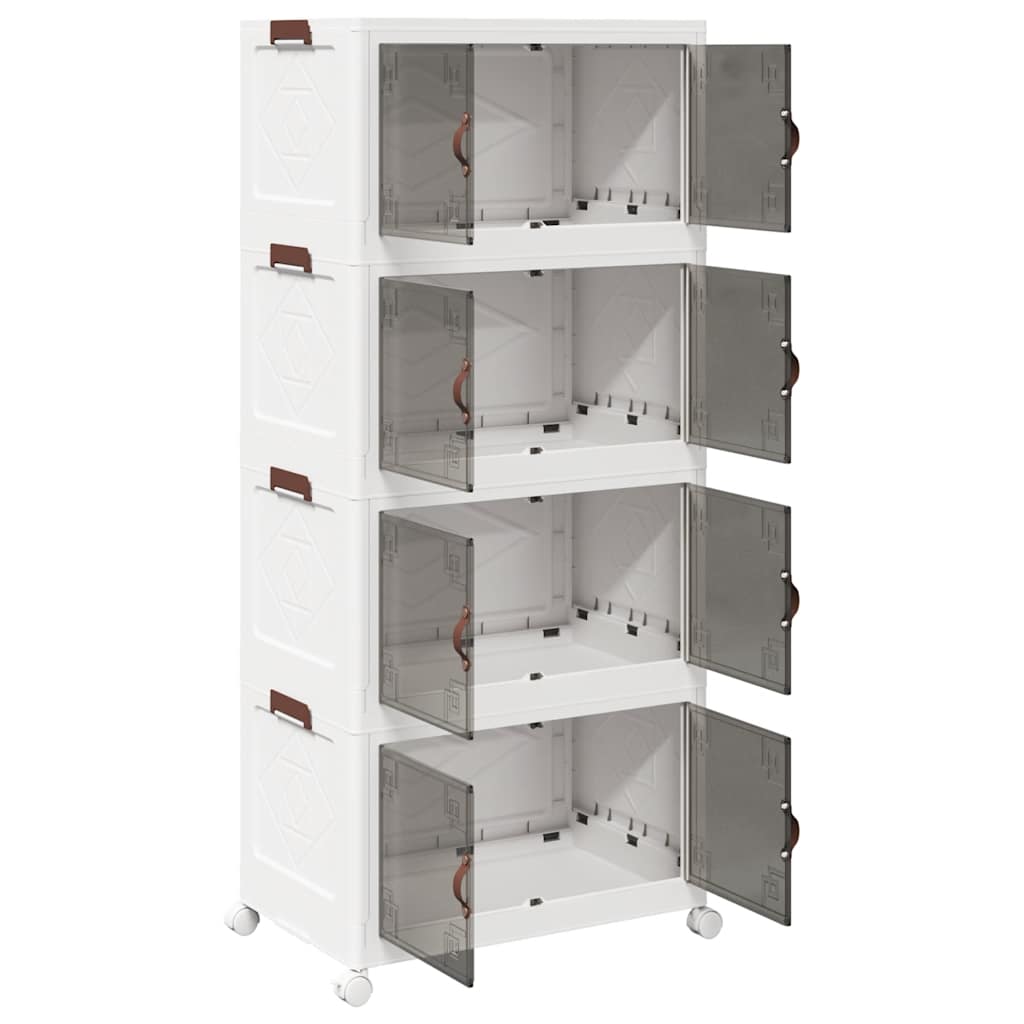Stackable Storage Box with Wheels 4-Tier 75 L 64x40x141,5 cm