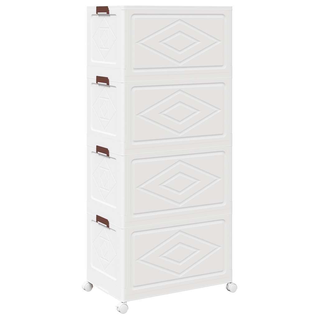 Stackable Storage Box with Wheels 4-Tier 75 L 64x40x141,5 cm