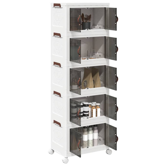 Stackable Storage Box with Wheels 5-Tier 28 L 48,5x29,5x139 cm