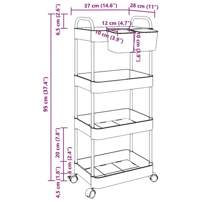 Storage Trolley 4-Tier Transparent 37x28x95 cm Acrylic