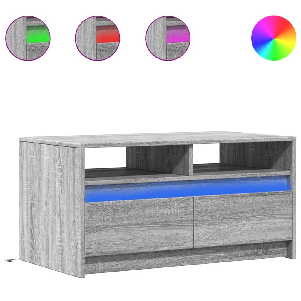Coffee Table with LED Lights Grey Sonoma Engineered Wood