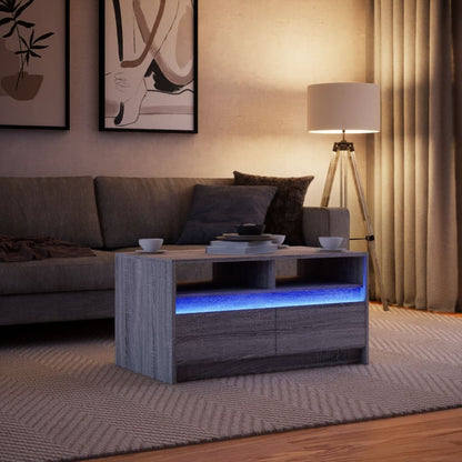 Coffee Table with LED Lights Grey Sonoma Engineered Wood