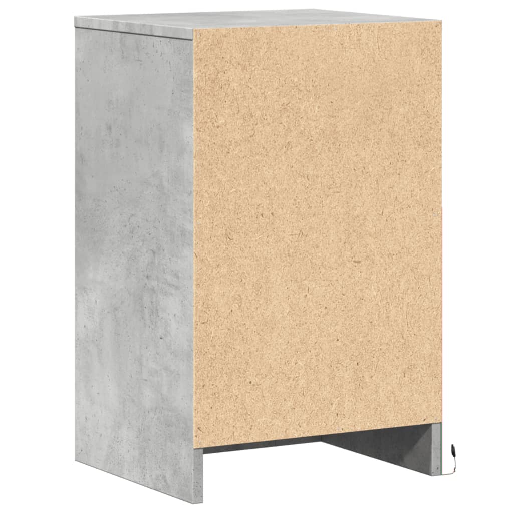 Bedside Cabinet with LED Lights Concrete Grey Engineered Wood