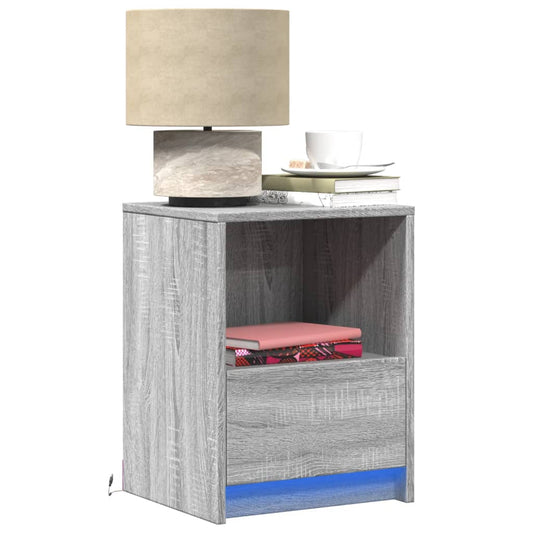 Bedside Cabinets with LED Lights 2 pcs Grey Sonoma Engineered Wood