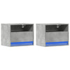 Wall-mounted Bedside Cabinets with LED Lights 2 pcs Concrete Grey