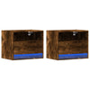 Wall-mounted Bedside Cabinets with LED Lights 2 pcs Smoked Oak