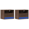 Wall-mounted Bedside Cabinets with LED Lights 2 pcs Brown Oak