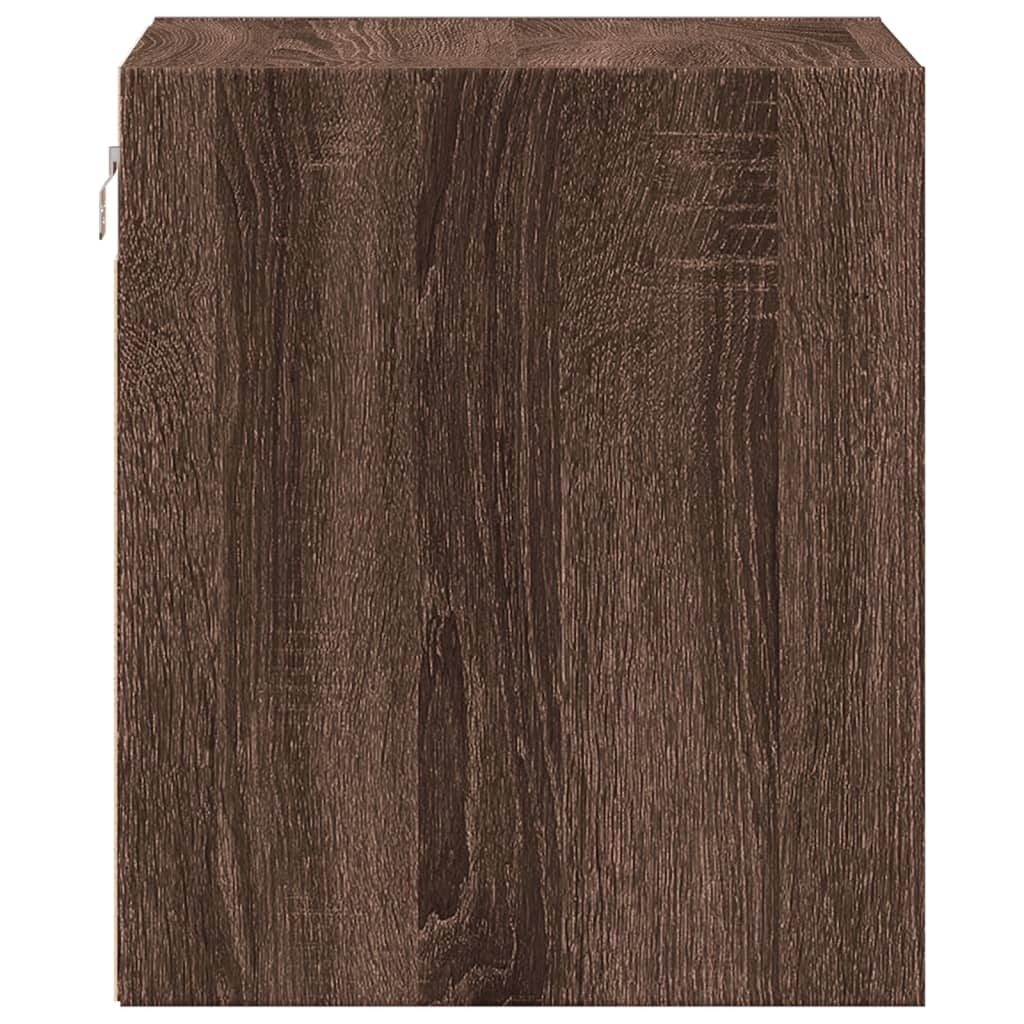 Wall-mounted Bedside Cabinets with LED Lights 2 pcs Brown Oak