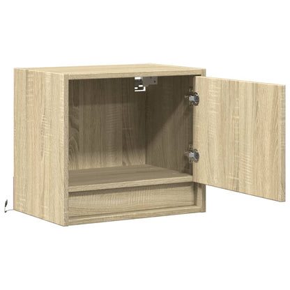 Wall-mounted Bedside Cabinet with LED Lights Sonoma Oak