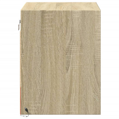 Wall-mounted Bedside Cabinet with LED Lights Sonoma Oak