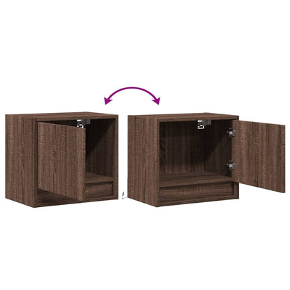 Wall-mounted Bedside Cabinets with LED Lights 2 pcs Brown Oak