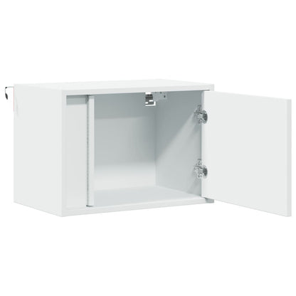 Wall-mounted Bedside Cabinet with LED Lights White