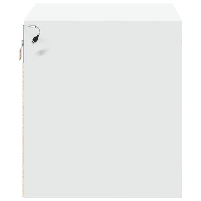 Wall-mounted Bedside Cabinets with LED Lights 2 pcs White