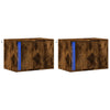 Wall-mounted Bedside Cabinets with LED Lights 2 pcs Smoked Oak