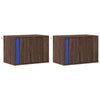 Wall-mounted Bedside Cabinets with LED Lights 2 pcs Brown Oak