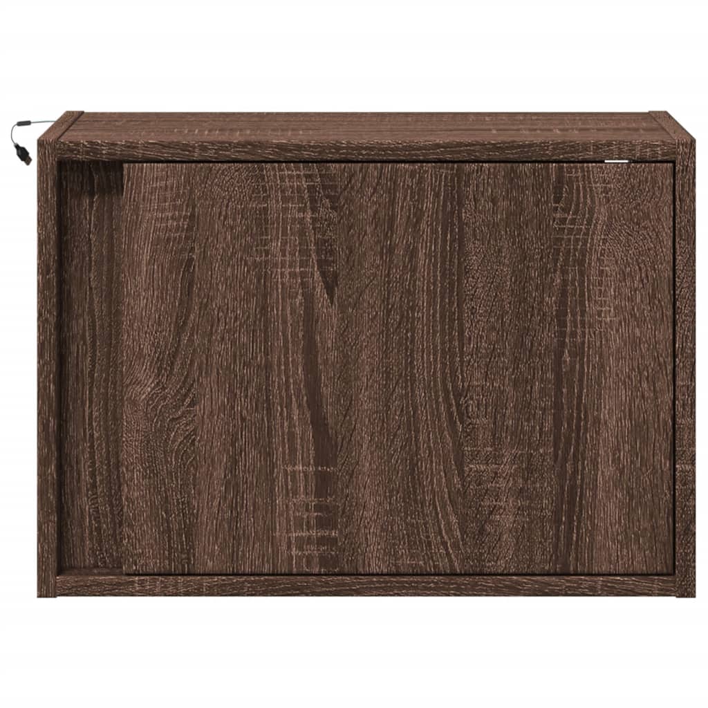 Wall-mounted Bedside Cabinets with LED Lights 2 pcs Brown Oak