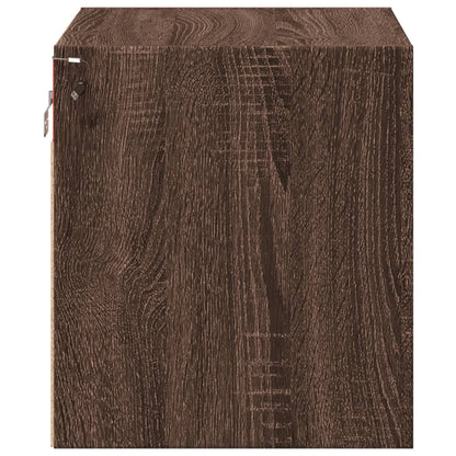 Wall-mounted Bedside Cabinets with LED Lights 2 pcs Brown Oak