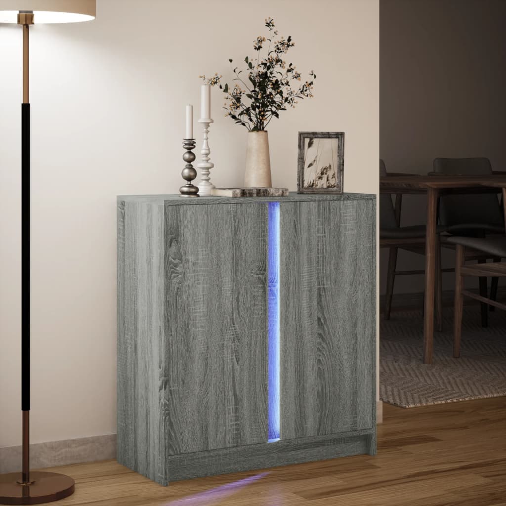 Sideboard with LED Grey Sonoma 77x34x85 cm Engineered Wood