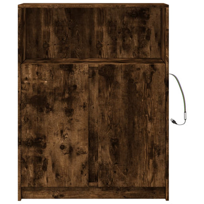 Sideboard with LED Smoked Oak 77x34x100 cm Engineered Wood