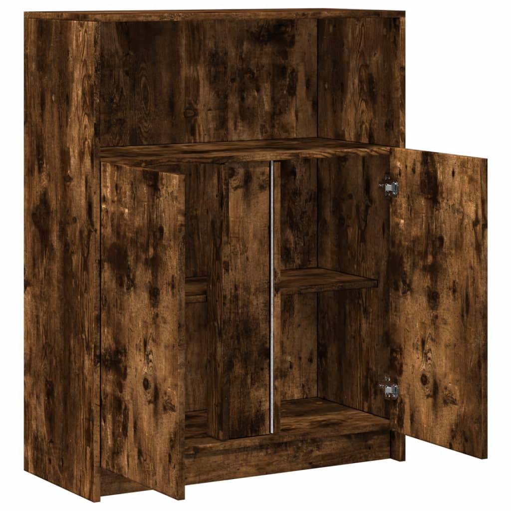 Sideboard with LED Smoked Oak 77x34x100 cm Engineered Wood