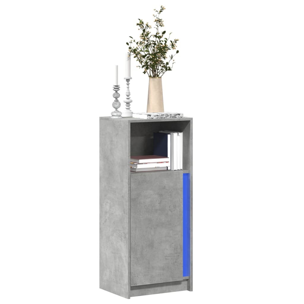 Sideboard with LED Concrete Grey 42.5x34x100 cm Engineered Wood