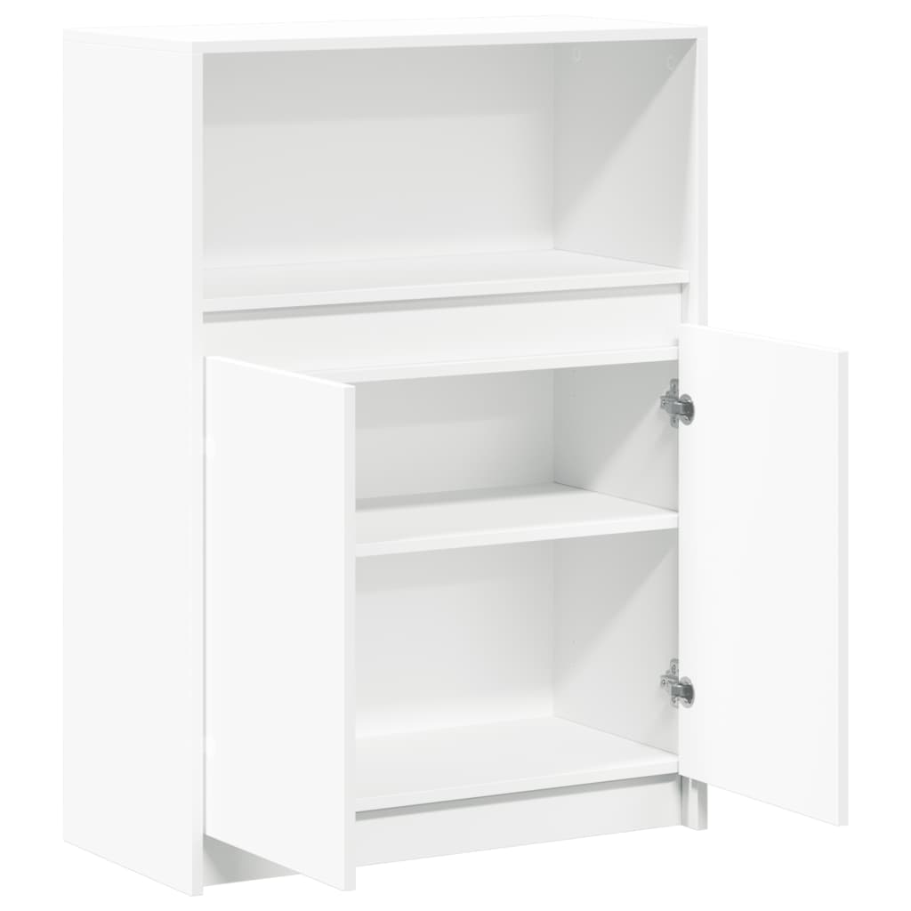 Sideboard with LED White 72x34x100 cm Engineered Wood