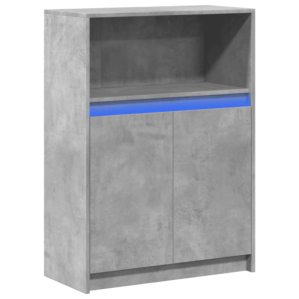 Sideboard with LED Concrete Grey 72x34x100 cm Engineered Wood