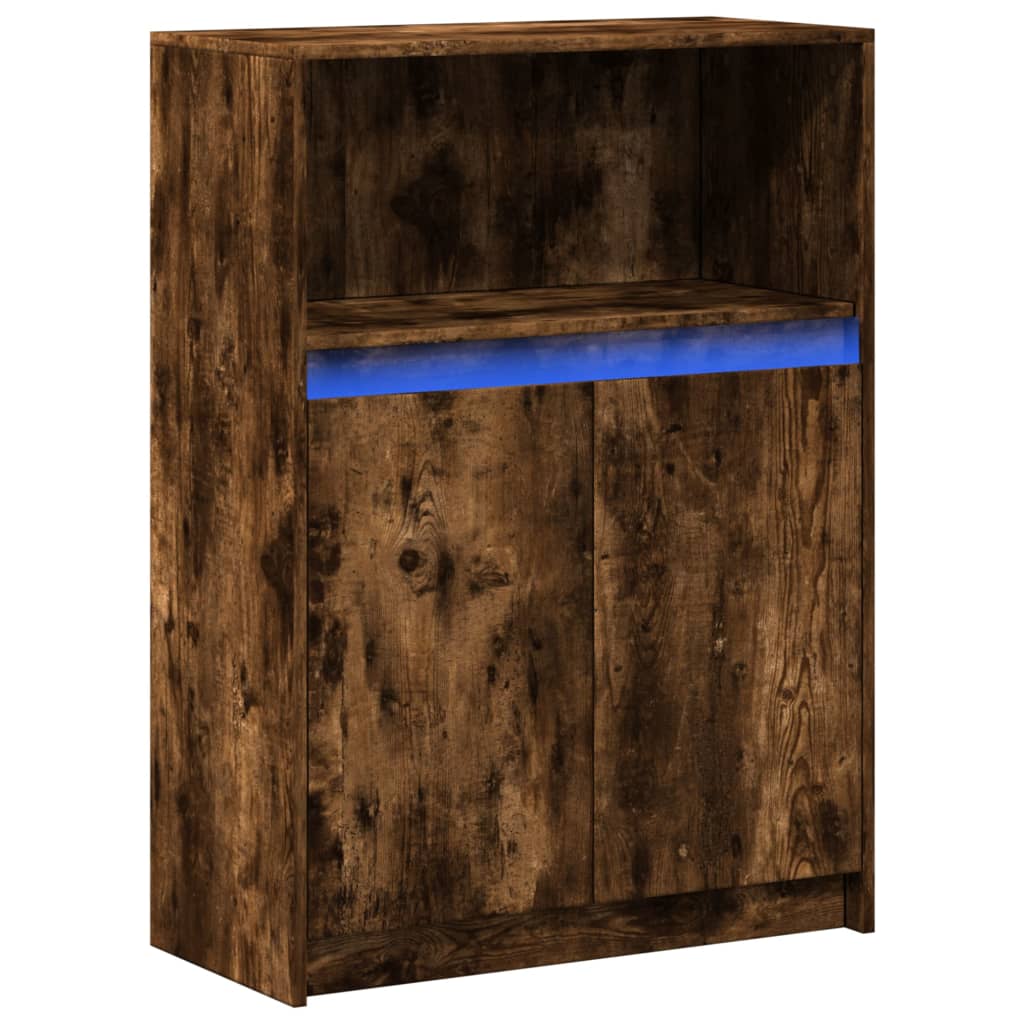 Sideboard with LED Smoked Oak 72x34x100 cm Engineered Wood