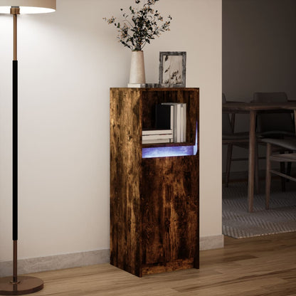 Sideboard with LED Smoked Oak 38x34x100 cm Engineered Wood