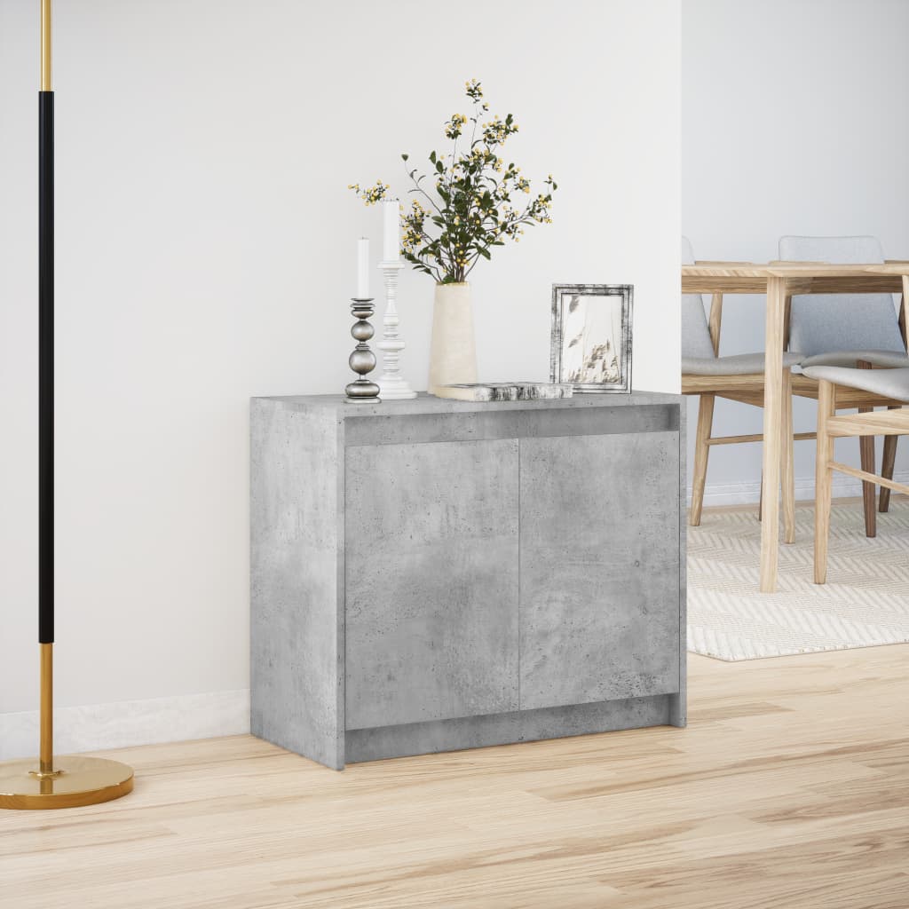 Sideboard with LED Concrete Grey 72x34x61 cm Engineered Wood