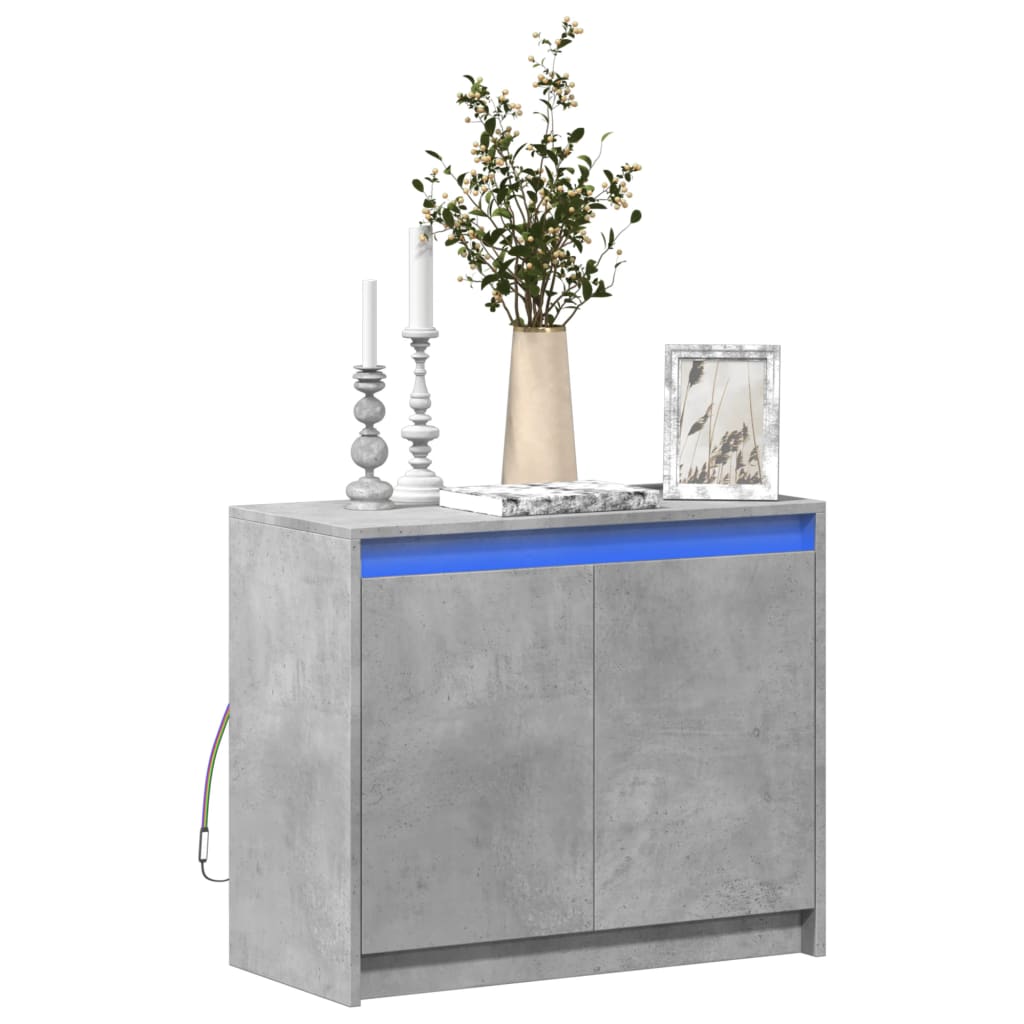 Sideboard with LED Concrete Grey 72x34x61 cm Engineered Wood