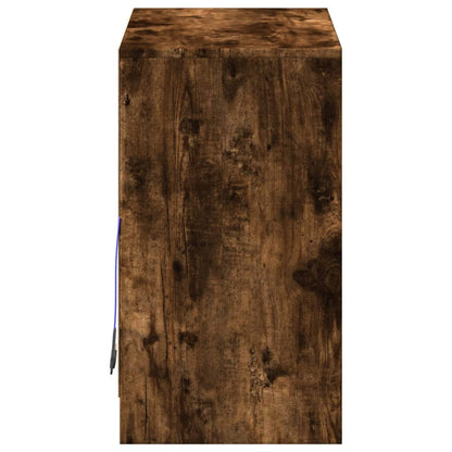 Sideboard with LED Smoked Oak 72x34x61 cm Engineered Wood