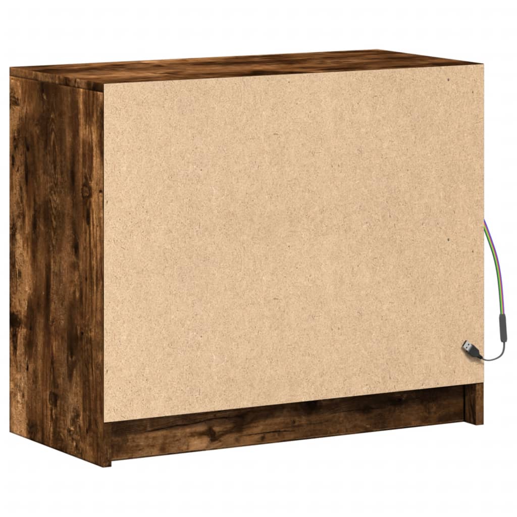Sideboard with LED Smoked Oak 72x34x61 cm Engineered Wood