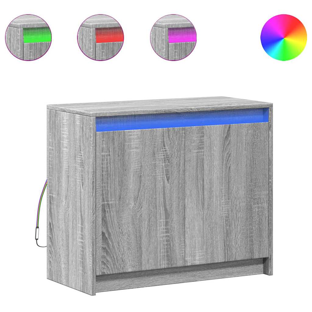 Sideboard with LED Grey Sonoma 72x34x61 cm Engineered Wood