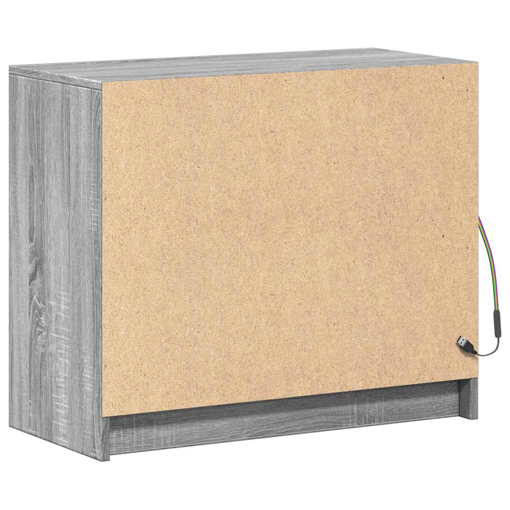 Sideboard with LED Grey Sonoma 72x34x61 cm Engineered Wood
